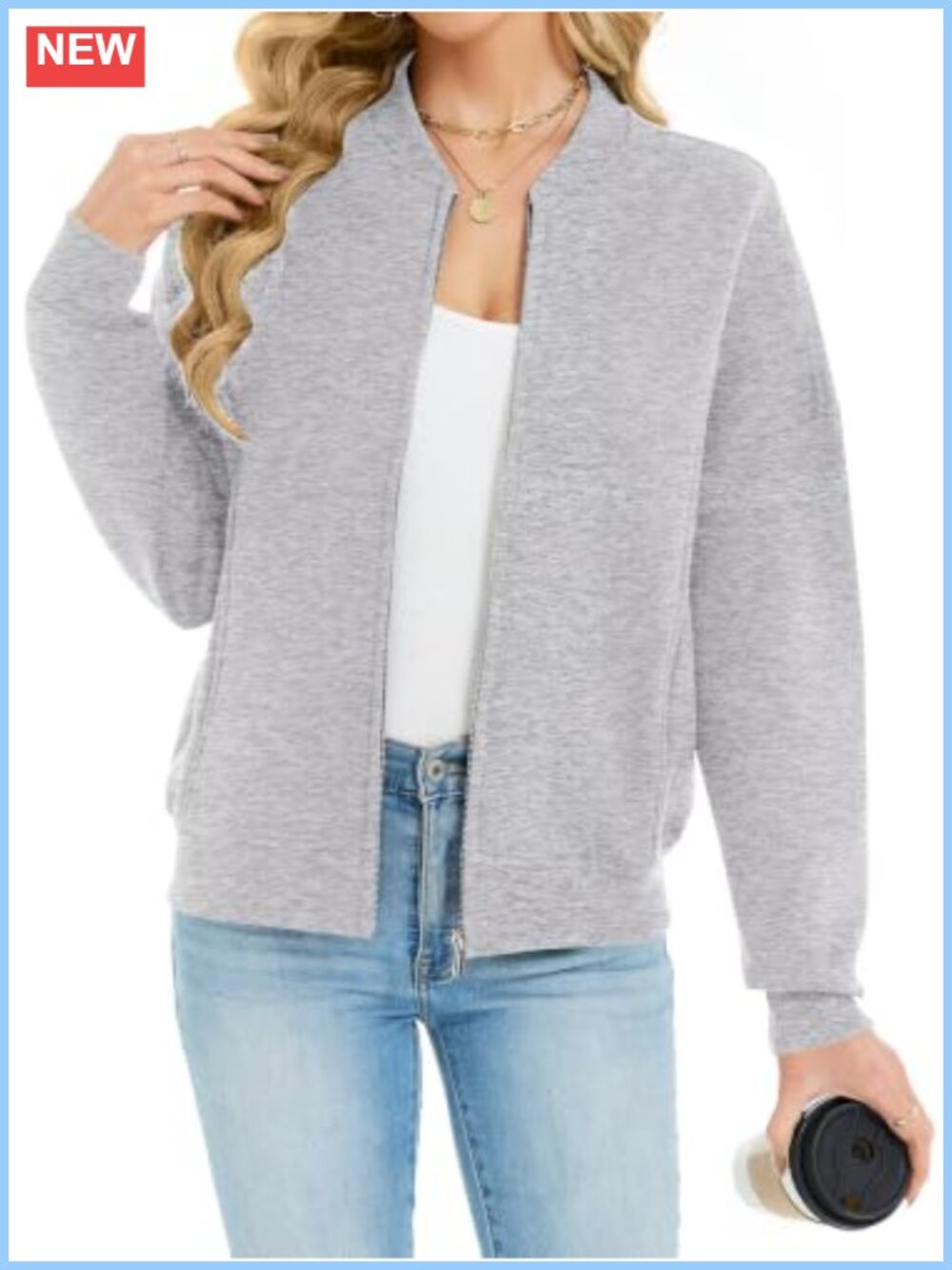 Womens Fleece Zip Up Sweatshirt Cardigan Casual Jacket with Pockets